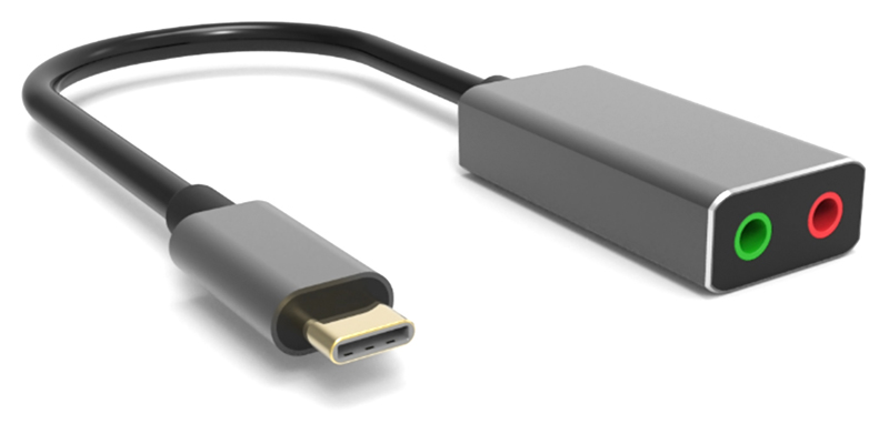 POWERTECH USB Type-C κάρτα ήχου PTH-045, 2x 3.5mm, γκρι