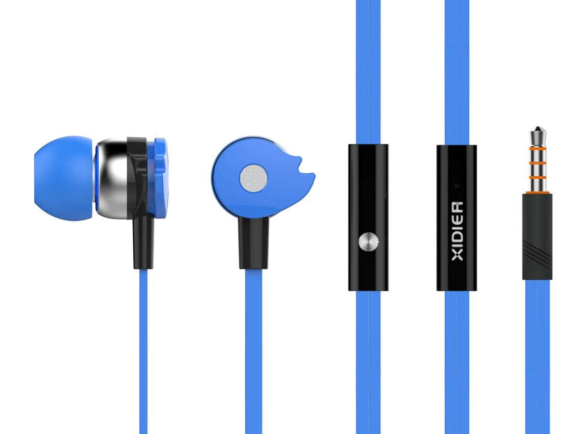 CELEBRAT Earphones με μικρόφωνο D1, 10mm, 3.5mm, 1.2m flat, μπλε