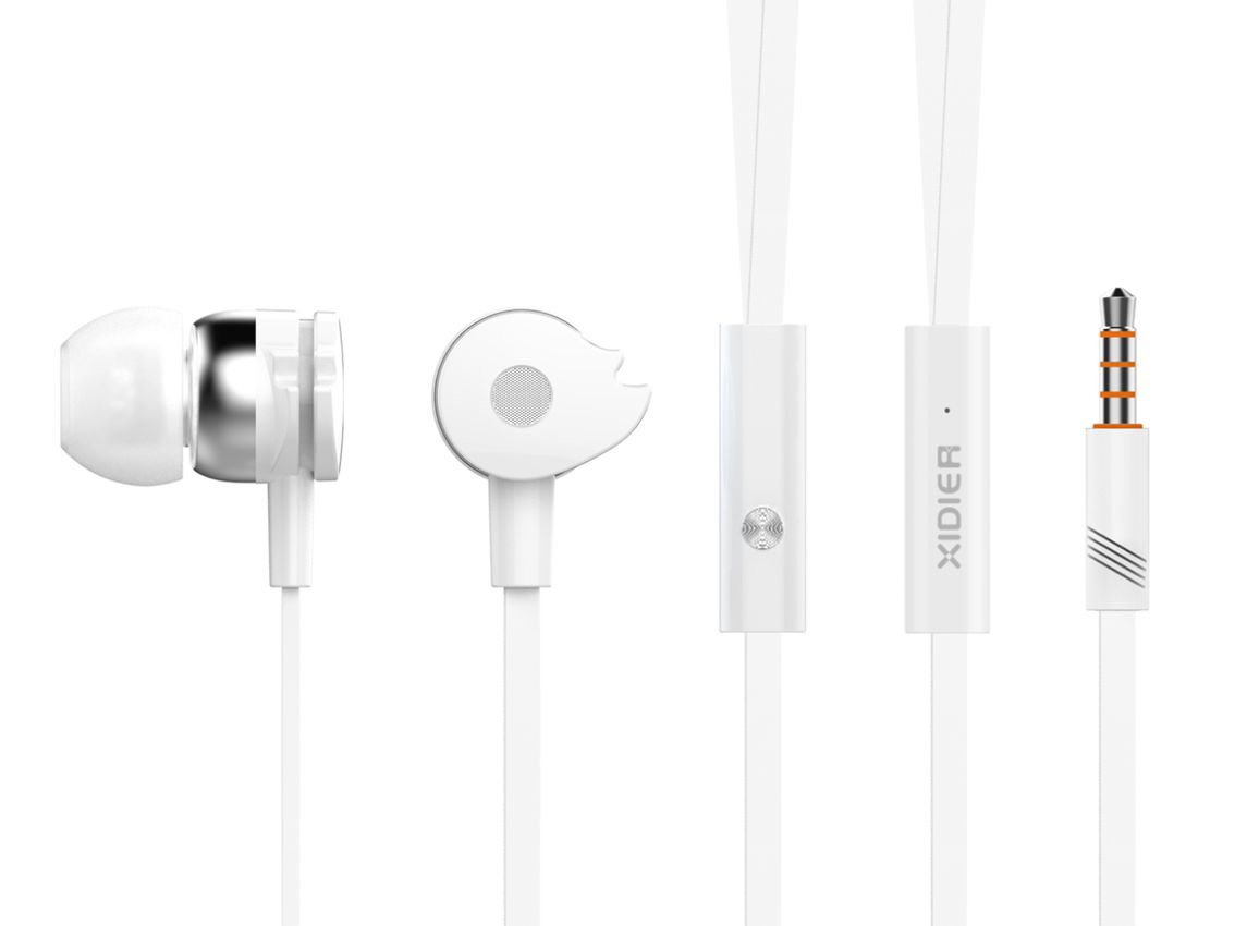 CELEBRAT Earphones με μικρόφωνο D1, 10mm, 3.5mm, 1.2m flat, λευκά