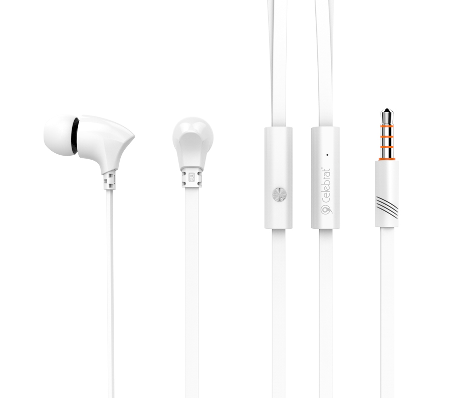 CELEBRAT Earphones με μικρόφωνο G3, on/off, 10mm, 1.2m, λευκά