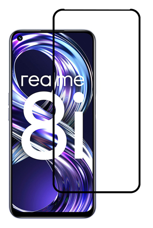 POWERTECH tempered glass 5D TGC-0575, Realme 8i, full glue, μαύρο