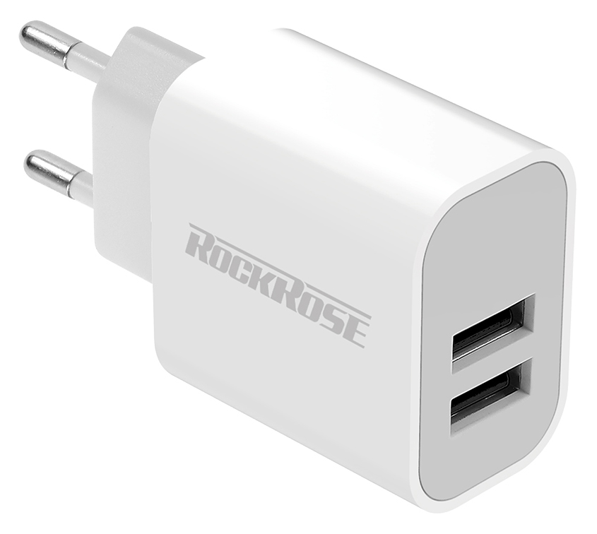 ROCKROSE φορτιστής τοίχου για πρίζα ΕU Casa A2, 2x USB, 2.4A 12W, λευκός