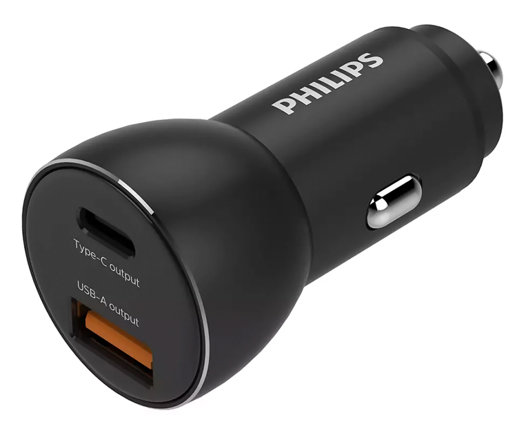 PHILIPS φορτιστής αυτοκινήτου DLP2521-00, USB & Type-C, 36W, μαύρος