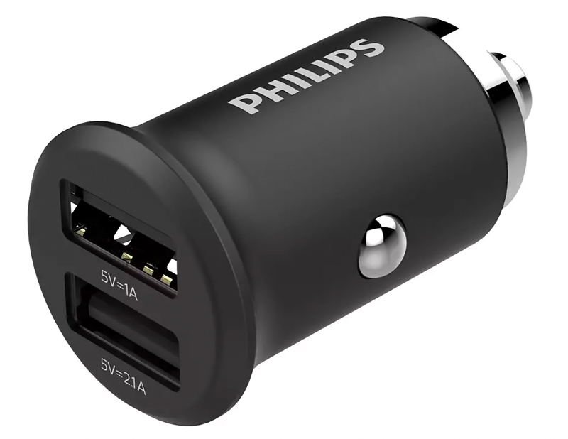 PHILIPS φορτιστής αυτοκινήτου DLP2520-00, 2x USB, 3.1A 15.5W, μαύρος