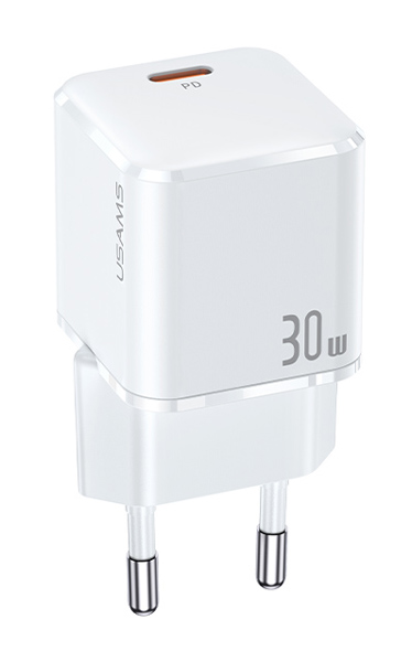 USAMS φορτιστής τοίχου US-CC148, USB-C, Super Si, PD 30W, λευκός