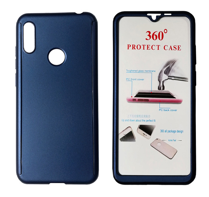 POWERTECH Θήκη Body 360° με Tempered Glass για Huawei Y6/Pro 2019, μπλε