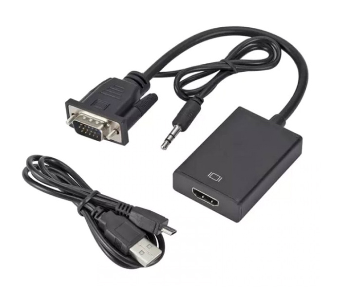 POWERTECH αντάπτορας HDMI σε VGA & 3.5mm PTH-078, μαύρος