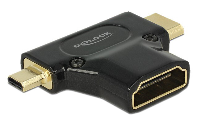 DELOCK αντάπτορας HDMI-A θηλυκό σε HDMI Mini-C & Micro-D 65666, 1080p