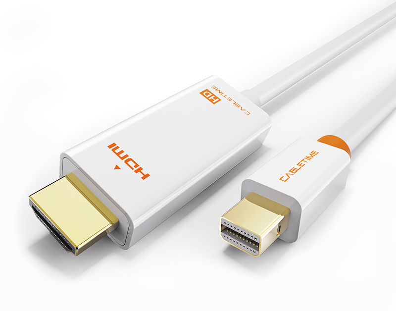 CABLETIME καλώδιο Mini DisplayPort σε HDMI AV588, 1080p, 1.8m, λευκό