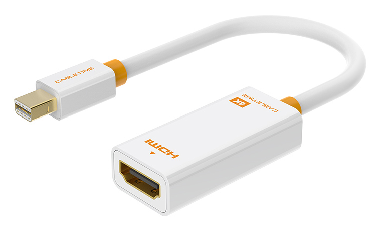 CABLETIME αντάπτορας Mini DisplayPort σε HDMI AV589, 4K, 0.2m, λευκός