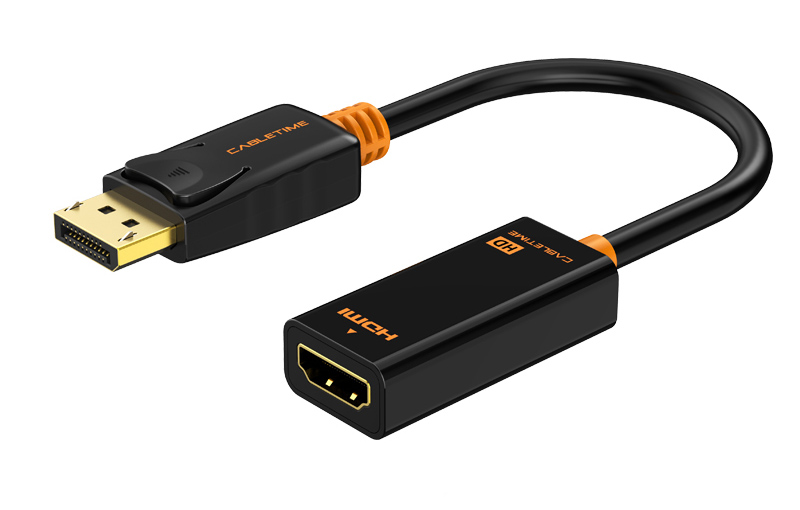 CABLETIME αντάπτορας DisplayPort σε HDMI AV586, 1080p, 0.2m, μαύρος