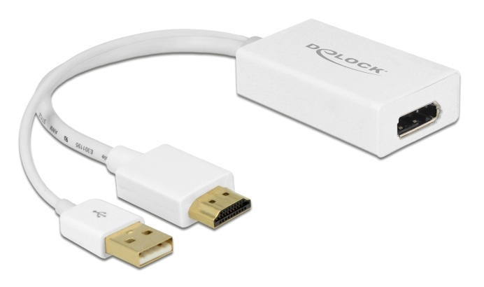 DELOCK αντάπτορας HDMI σε DisplayPort 1.2 62496, 4K, 25cm, λευκός