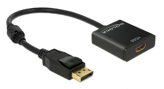 DELOCK αντάπτορας DisplayPort 1.2 σε HDMI 62607, 4K, 20cm, μαύρος