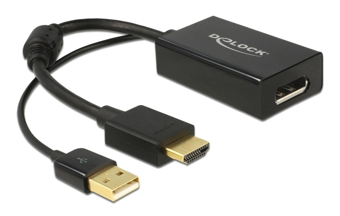 DELOCK αντάπτορας HDMI σε DisplayPort 1.2 62667, 4K, 25cm, μαύρος