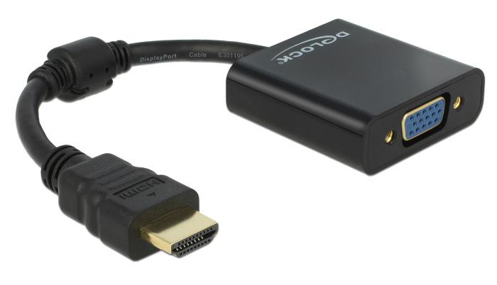 DELOCK αντάπτορας HDMI σε VGA 65512, 1080p, μαύρος