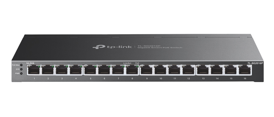 TP-LINK JetStream switch TL-SG2016P, 16-Port Gigabit, 8x PoE+, Ver. 1.0