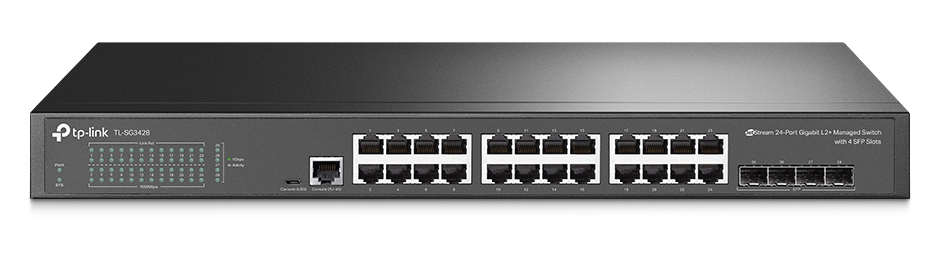 TP-LINK L2+ managed switch TL-SG3428, 24-Port Gigabit, 4x SFP, Ver. 2.0