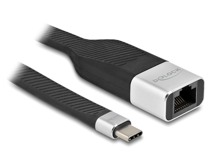 DELOCK καλώδιο USB-C σε RJ45 86936, 10/100/1000Mbps, 15cm, μαύρο