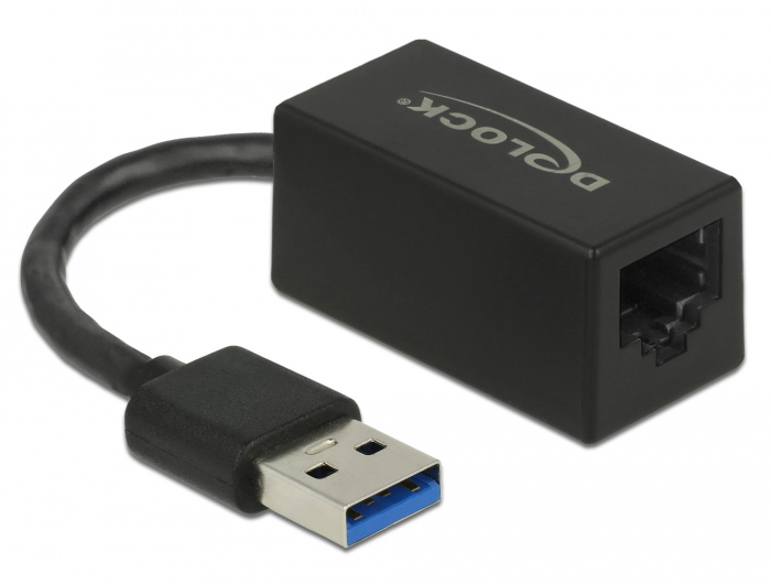 DELOCK αντάπτορας USB 3.1 σε RJ45 65903, Gen 1, 1000Mbps, 12cm, μαύρος