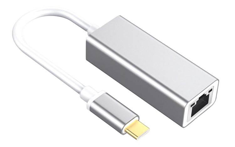 POWERTECH αντάπτορας USB Type-C σε RJ45 PTH-059, 10/100/1000Mbps, ασημί