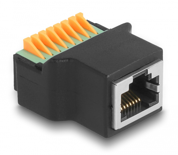 DELOCK adapter RJ45 σε 8 pin terminal block 66948, 2.54 mm pitch, μαύρο