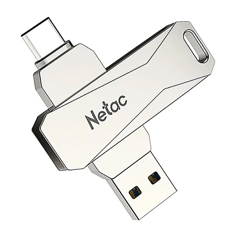 NETAC USB Flash Drive U782C, 128GB, USB 3.0 & USB Type-C, OTG, ασημί